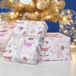 Papier Cadeau Cadeaux de Noël des Snowmen Cadeaux Noël blanc