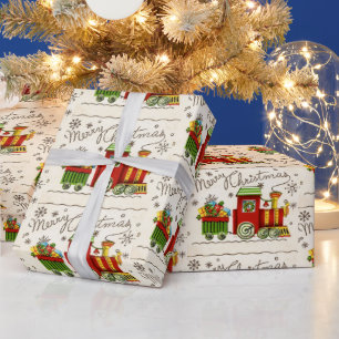 Papier Cadeau Cadeaux de Noël Vintage Père Noël Retro Présen