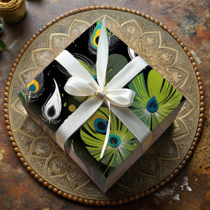 Papier Cadeau Cadeaux de plume de paon chic pour un observateur