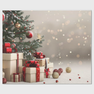 Papier Cadeau Cadeaux de sapin de Noël Bokeh