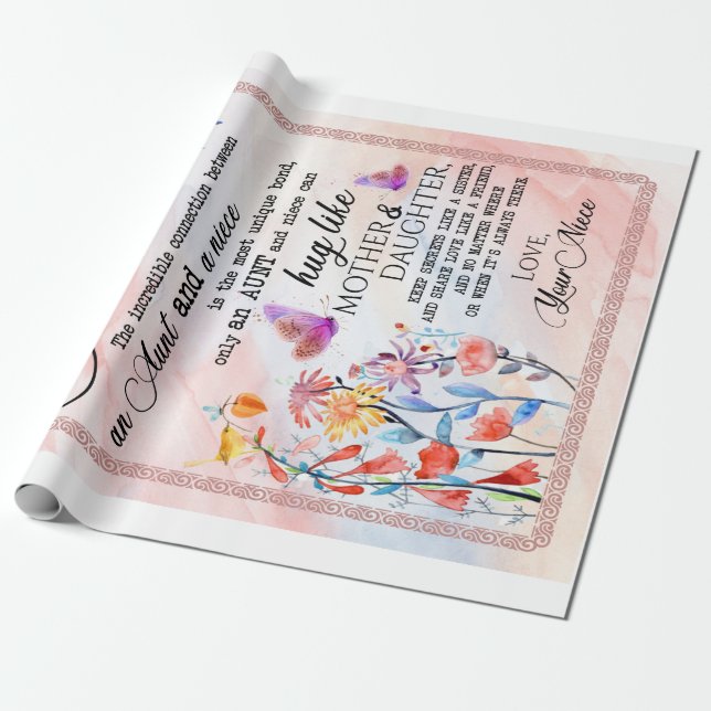 Papier Cadeau Cadeaux de Tante | Lettre à ma tante que j'aime de (Déroulé)