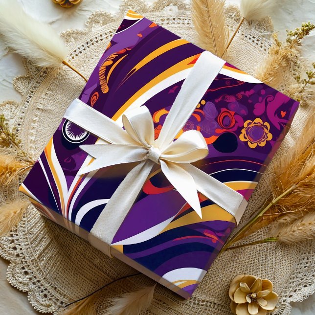 Papier Cadeau Cadeaux de Tourbillons Abstraits Psychedéliques po (Psychedelic Abstract Swirls Gifts for Busy Moms Wrapping Paper)