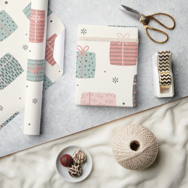 Papier Cadeau Cadeaux d'hiver de mignonne Pastel Noël Motif (Artisanat)