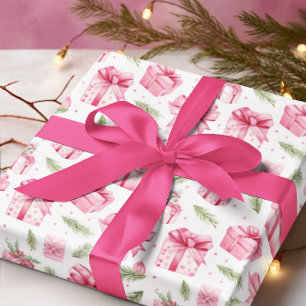 Papier Cadeau Cadeaux et vaches roses Noël et hiver Anniversaire