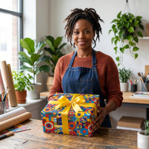 Cadeaux vibrants à motifs géométriques patchwork a