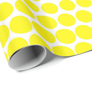 Papier Cadeau Cadmium Polka Jaune Point Blanc Moderne