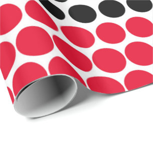 Papier Cadeau Cadmium rouge et noir Polka Dot