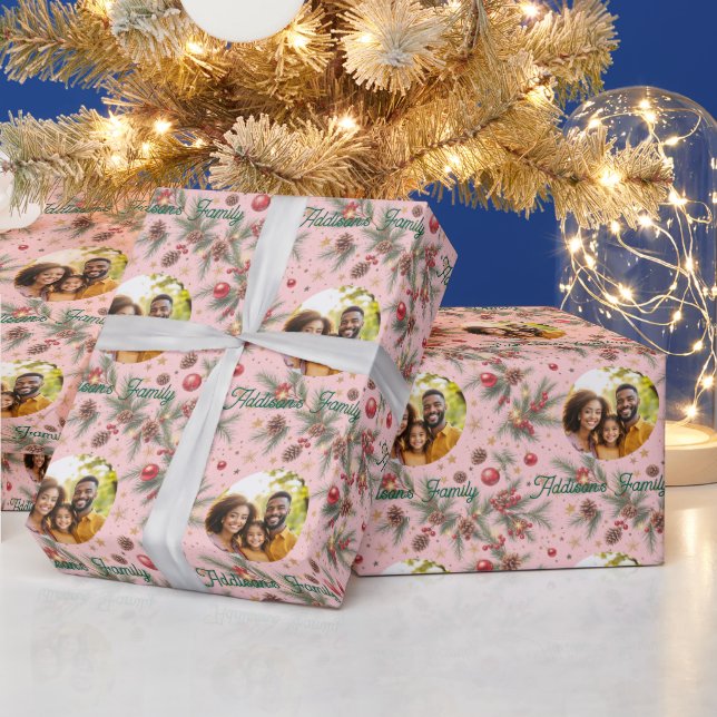 Papier Cadeau Cadre de pin doré (Vacances)