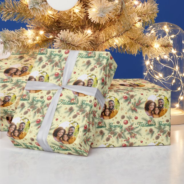 Papier Cadeau Cadre de pin doré (Vacances)