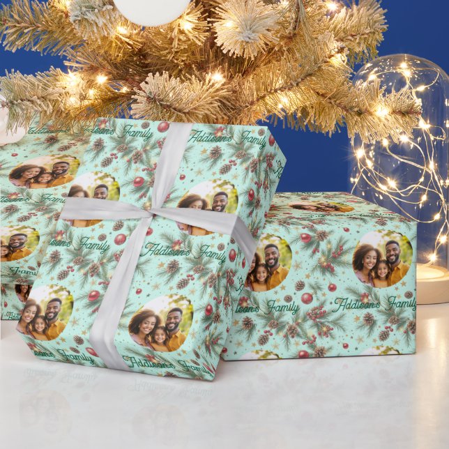 Papier Cadeau Cadre de pin doré (Vacances)