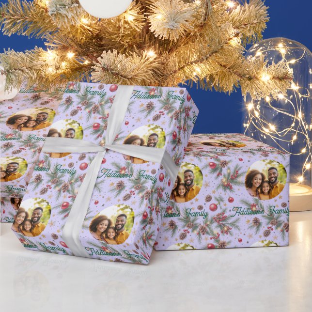 Papier Cadeau Cadre de pin doré (Vacances)
