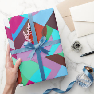 Papier Cadeau Cadre de selfie abstrait en treillis Multi‑Pastel