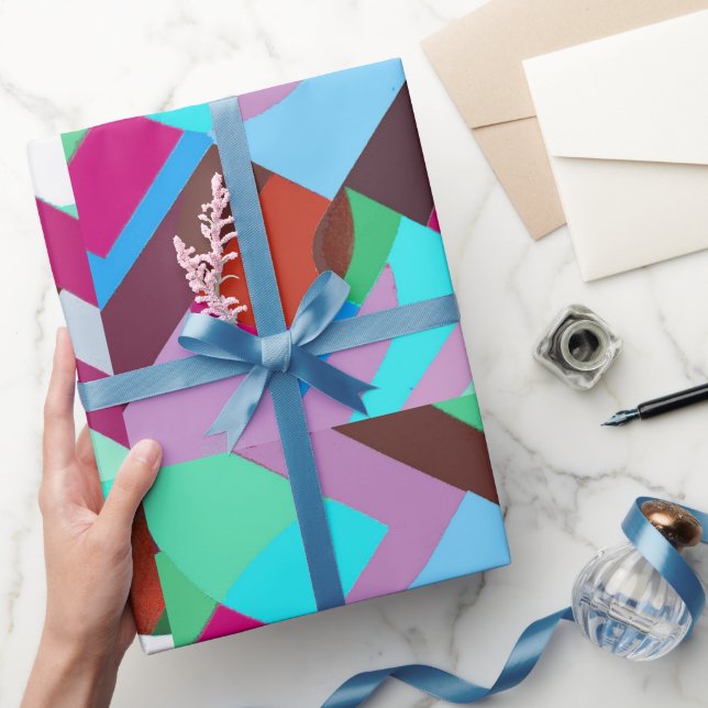 Papier Cadeau Cadre de selfie abstrait en treillis Multi‑Pastel (Cadeaux)