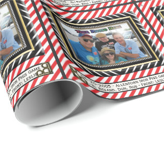 Papier Cadeau Cadre rouge et blanc de photo de rayure