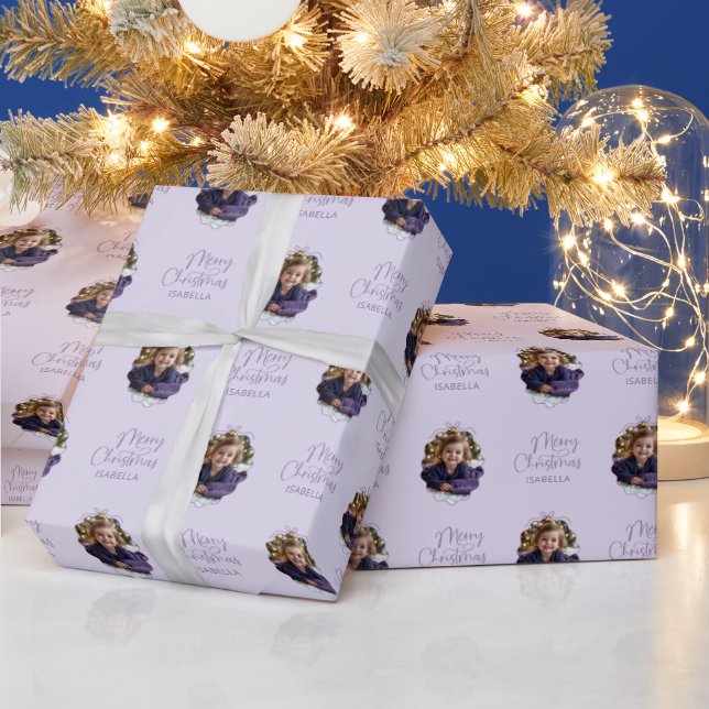 Papier Cadeau Cadre Wavy personnalisé Simple Bow Joyeux Noël (Vacances)