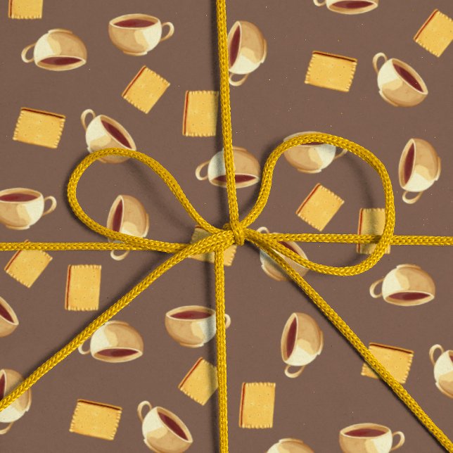 Papier Cadeau Café Chocolat Biscuits Motif Taupe Brown (Créateur téléchargé)