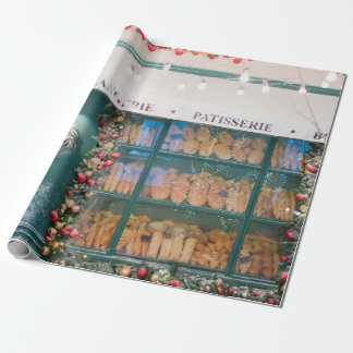 Papier Cadeau Café de Noël extérieur boulangerie avec décoration