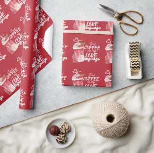 Papier Cadeau Café glacé est mon amour American Red Wrapping Pap