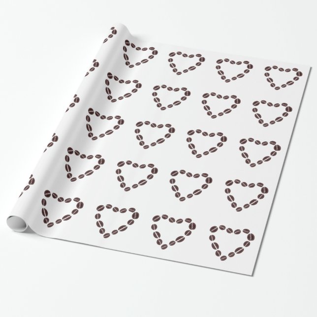 Papier Cadeau Café Love Café Bean Heart (Déroulé)