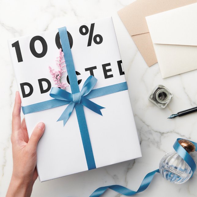 Papier Cadeau Café Lover Design 100% Addicted Caféine (Créateur téléchargé)