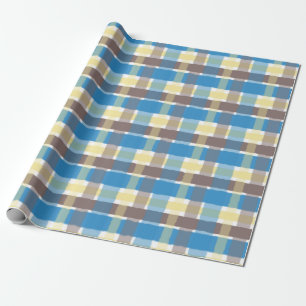 Papier Cadeau Café Popcorn Beurré Brown Sonic Bleu Plaid