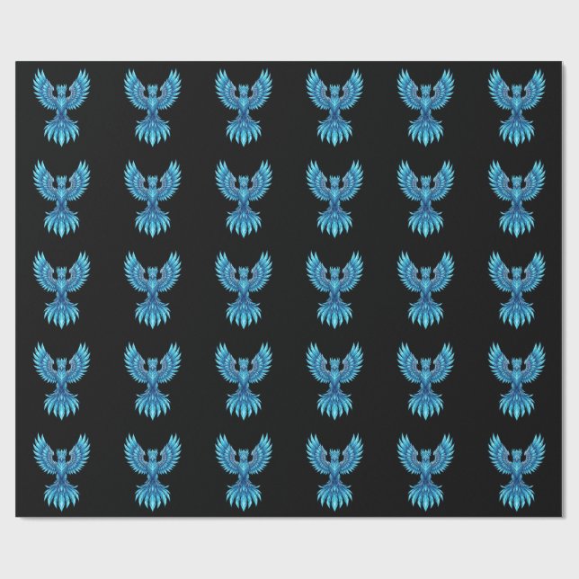 Papier Cadeau Cahier Blue Phoenix Rising - Journal d'art fantast (Plat)