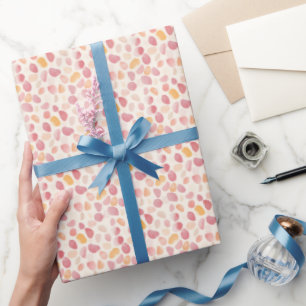 Papier Cadeau Cailloux aquarelle rose et jaune