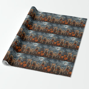 Papier Cadeau Cairn Terrier Halloween Squelettes