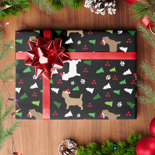 Papier Cadeau Cairn Terriers Père Noël Noir