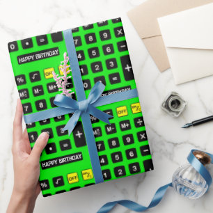 Papier Cadeau Calculatrice d'anniversaire verte