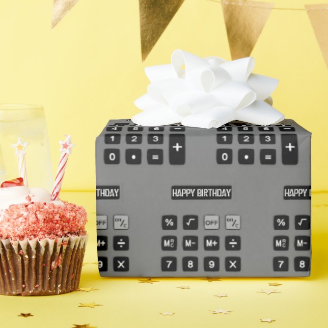 Papier Cadeau Calculatrice grise Anniversaire (Fête d'anniversaire)