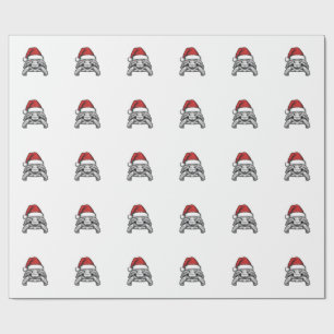 Papier Cadeau Calèche de Noël Tortue Chapeau de Père Noël Gravur