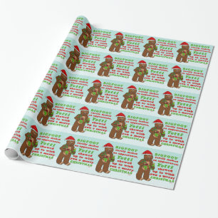 Papier Cadeau Calembour drôle de Sasquatch de Joyeux Noël de