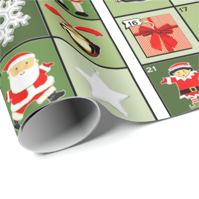 Papier Cadeau Calendrier de l'Avent compte à rebours de Noël (Coin rond)