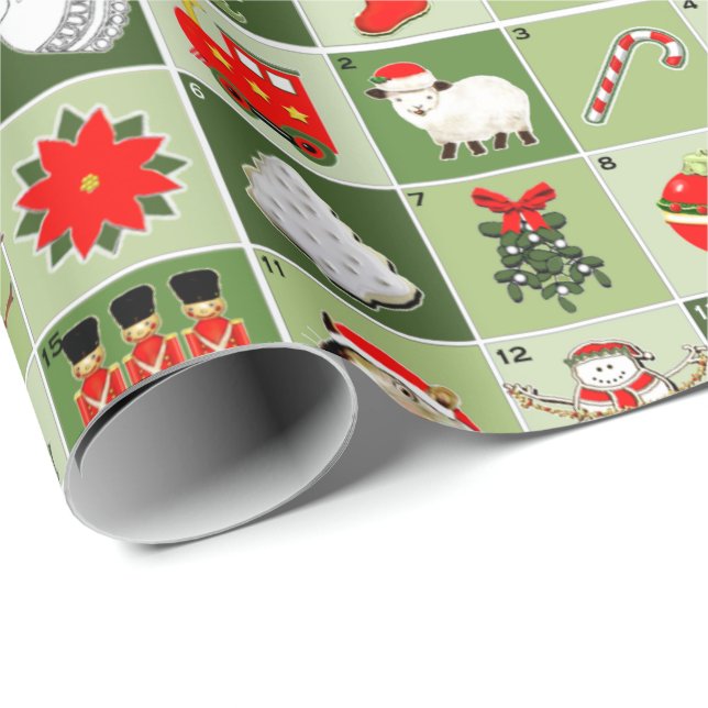 Papier Cadeau Calendrier de l'Avent de Noël créatif (Coin rond)