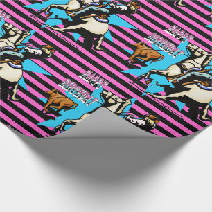 Papier Cadeau Calf Roping Rodeo Cowboy fille Joyeux anniversaire