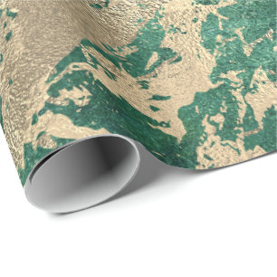 Papier Cadeau Cali Tropical Green Golden Metallic Glass