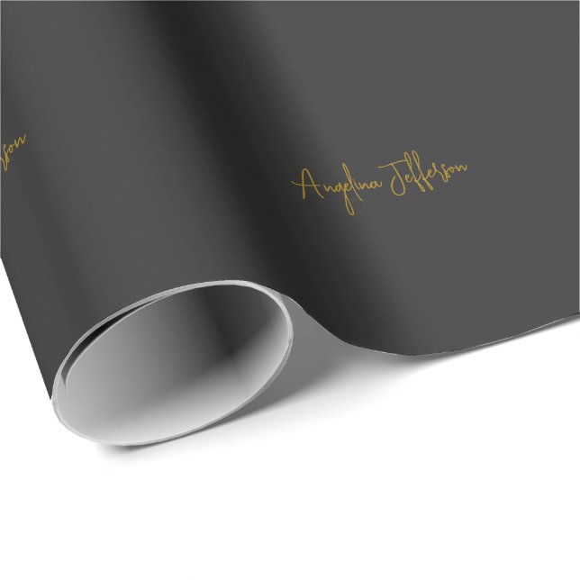 Papier Cadeau Calligraphie de nom Professionnel Élégant Couleur  (Coin rond)