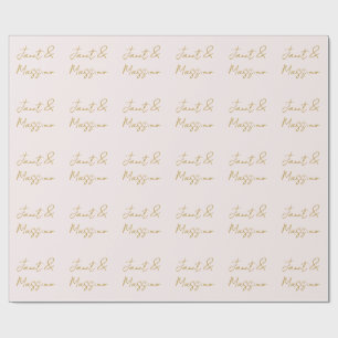 Papier Cadeau Calligraphie élégante de couleur or et pastel Nom 