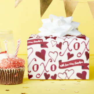 Papier Cadeau Calligraphie personnalisée Boho Saint Valentin XOX