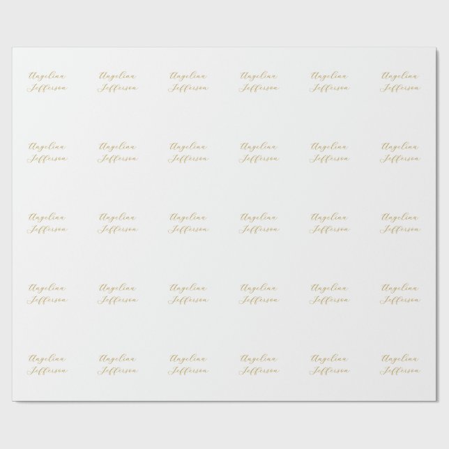 Papier Cadeau Calligraphie Professionnel Élégant Couleur Or (Plat)
