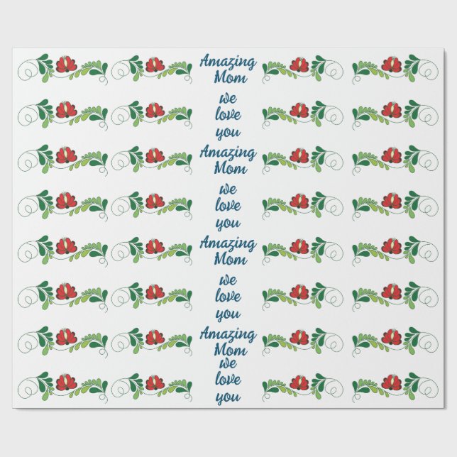 Papier Cadeau Calligraphie Script Extraordinaire Maman Fête de l (Plat)