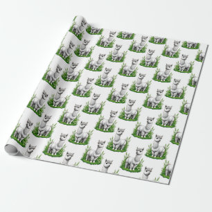 Papier Cadeau Camel llama Alpaca Design Motif