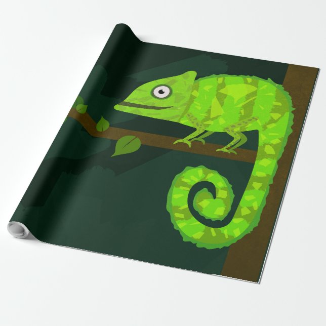 Papier Cadeau Caméléon vert mignon (Déroulé)