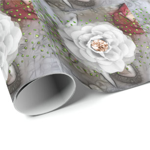 Papier Cadeau Camélia blanc