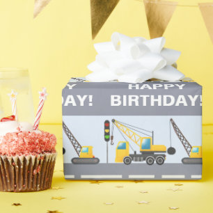 Papier Cadeau Camion de construction pour enfants Anniversaire