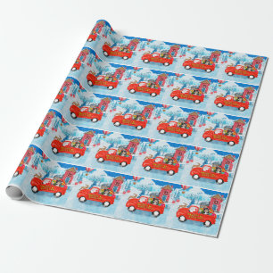 Papier Cadeau Camion de livraison de Noël Chien Havanais Neige