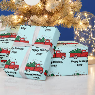 Papier Cadeau Camion de ramassage avec arbre de Noël Personnali