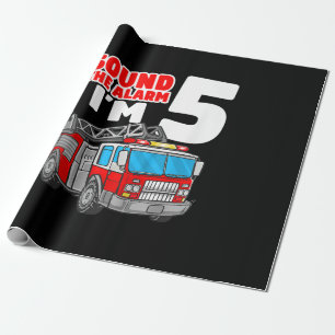 Papier Cadeau Camion d'incendie 5 ans pompier 5e anniversaire