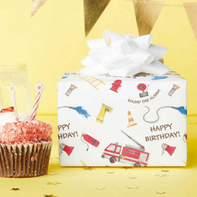 Papier Cadeau Camion d'incendie pour moteur à incendie (Fête d'anniversaire)